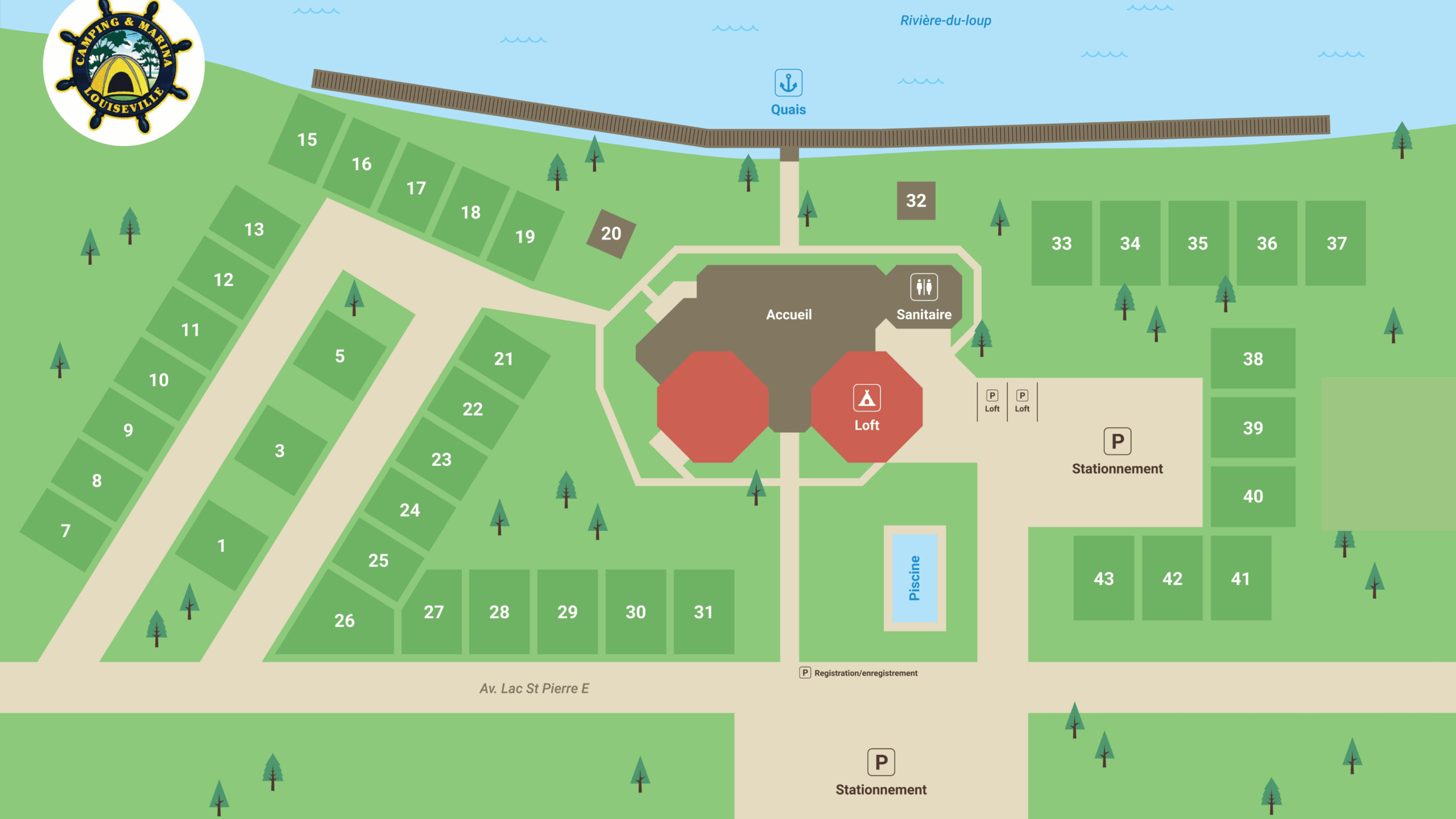 Carte camping marina Louiseville